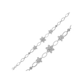 Gumush BR0460596 Çiçekli Gümüş Kadın Bileklik