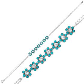 Gumush BR0460602 Mavi Çiçek Gümüş Kadın Bileklik
