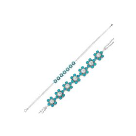 Gumush BR0460602 Mavi Çiçek Gümüş Kadın Bileklik