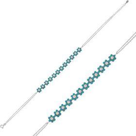 Gumush BR0460602 Mavi Çiçek Gümüş Kadın Bileklik