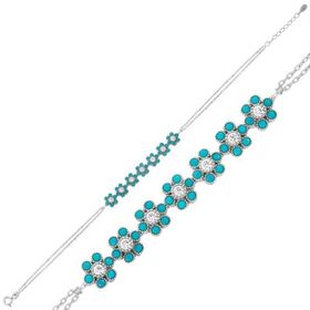 Gumush BR0460602 Mavi Çiçek Gümüş Kadın Bileklik