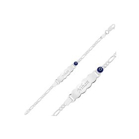 Gumush BR0460603 Mavi Boncuklu Plaka Gümüş Çocuk Bileklik