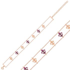 Gumush BR0460643 Çiçek Desenli Gümüş Kadın Bileklik