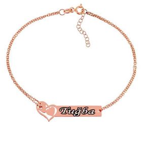 Gumush BR0580013 Rose Birleşen Kalpler İsimli Gümüş Kadın Bileklik