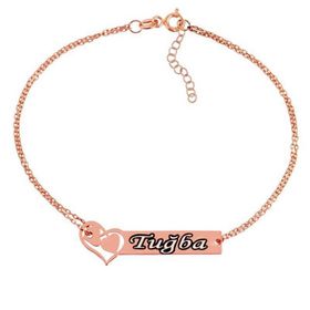 Gumush BR0580013 Rose Birleşen Kalpler İsimli Gümüş Kadın Bileklik