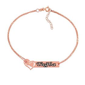 Gumush BR0580013 Rose Birleşen Kalpler İsimli Gümüş Kadın Bileklik