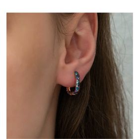 Gumush Çift Taraflı Mix Taşlı J Gümüş Kadın Küpe