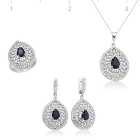 Gumush Damla Desenli Kadın Gümüş Set