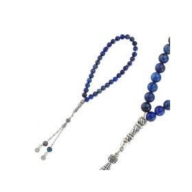 Gumush Doğaltaş Metal Püsküllü Lapis Taşı Tesbih