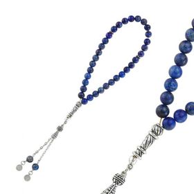 Gumush Doğaltaş Metal Püsküllü Lapis Taşı Tesbih