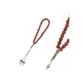 Gumush Doğaltaş Metal Püsküllü Yıldız Taşı Tesbih