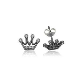 Gumush EA0710005 Gümüş Kraliçe Tacı Çivili Küpe