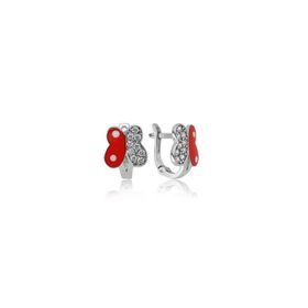 Gumush EA1160004 Kırmızı Kelebek Taşlı Gümüş Küpe