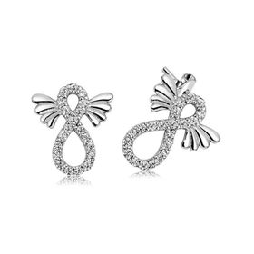 Gumush EA1160037 Gümüş Kanatlı Sonsuzluk Çivili Küpe