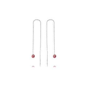 Gumush EA1160042 Gümüş Zincirli Pembe Nazar Küpe