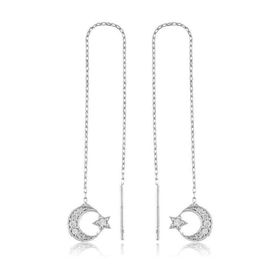 Gumush EA1160044 Gümüş Zincirli Ay Yıldız Küpe