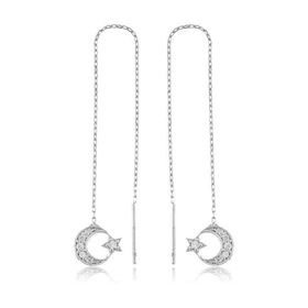 Gumush EA1160044 Gümüş Zincirli Ay Yıldız Küpe