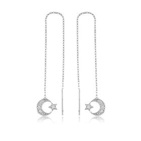 Gumush EA1160044 Gümüş Zincirli Ay Yıldız Küpe