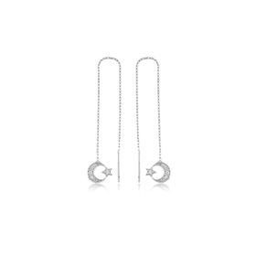 Gumush EA1160044 Gümüş Zincirli Ay Yıldız Küpe