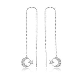 Gumush EA1160044 Gümüş Zincirli Ay Yıldız Küpe