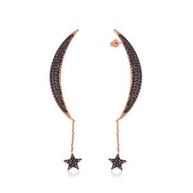 Gumush EA1160044 Gümüş Zincirli Ay Yıldız Küpe