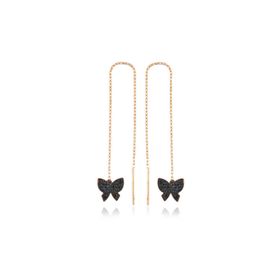 Gumush EA1160046 Gümüş Kelebek Zincir Küpe