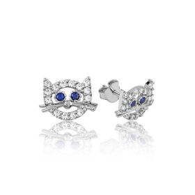Gumush EA1160077 Gümüş Kedi Çivili Küpe
