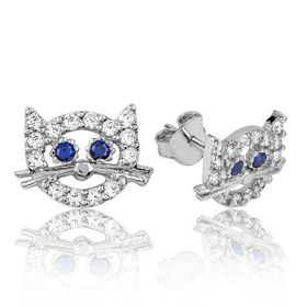 Gumush EA1160077 Gümüş Kedi Çivili Küpe