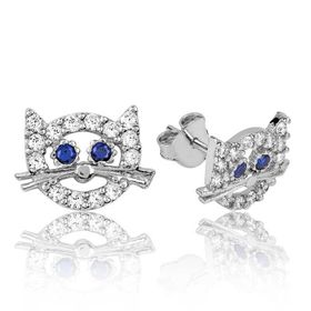 Gumush EA1160077 Gümüş Kedi Çivili Küpe