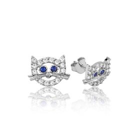 Gumush EA1160077 Gümüş Kedi Çivili Küpe