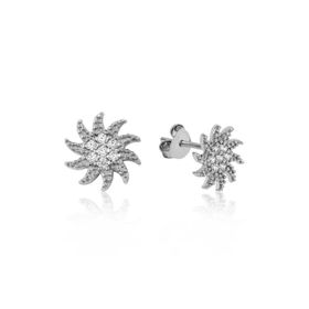 Gumush EA1160088 Gümüş Beyaz Taşlı Güneş Çivili Küpe