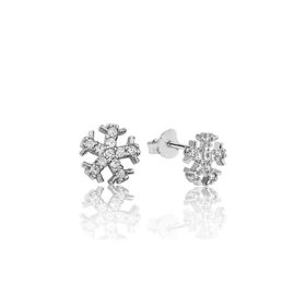 Gumush EA1160095 Gümüş Kar Tanesi Çivili Küpe