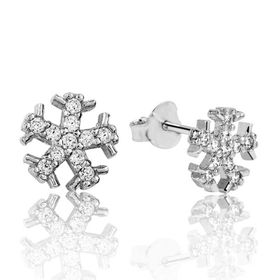 Gumush EA1160095 Gümüş Kar Tanesi Çivili Küpe