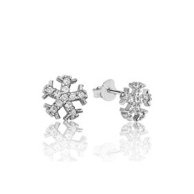 Gumush EA1160095 Gümüş Kar Tanesi Çivili Küpe