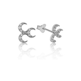 Gumush EA1160099 Gümüş Üç Hilal Çivili Küpe
