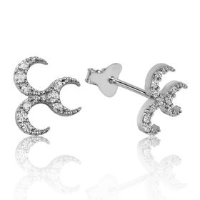 Gumush EA1160099 Gümüş Üç Hilal Çivili Küpe