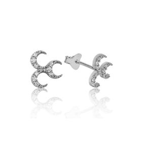 Gumush EA1160099 Gümüş Üç Hilal Çivili Küpe