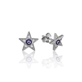 Gumush EA1160112 Gümüş Nazarlı Yıldız Çivili Küpe