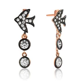 Gumush EA1160117 Gümüş Zincirli Kırlangıç Küpe