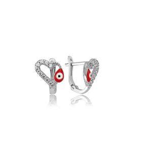 Gumush EA1160152 Gümüş Kırmızı Kalpli Çocuk Küpesi