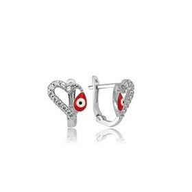 Gumush EA1160152 Gümüş Kırmızı Kalpli Çocuk Küpesi