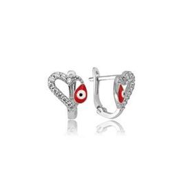 Gumush EA1160152 Gümüş Kırmızı Kalpli Çocuk Küpesi