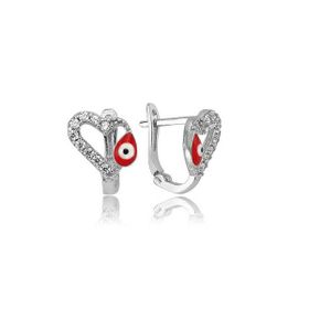Gumush EA1160152 Gümüş Kırmızı Kalpli Çocuk Küpesi
