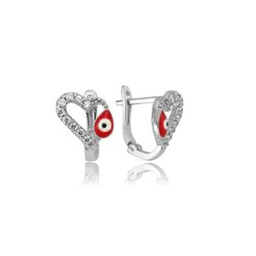 Gumush EA1160152 Gümüş Kırmızı Kalpli Çocuk Küpesi