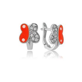 Gumush EA1160154 Gümüş Turuncu Kelebek Çocuk Küpesi