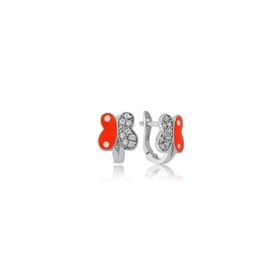 Gumush EA1160154 Gümüş Turuncu Kelebek Çocuk Küpesi