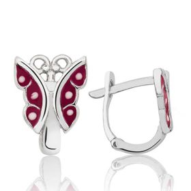 Gumush EA1160165 Gümüş Kırmızı Kelebek Çocuk Küpesi