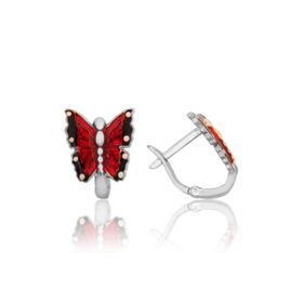 Gumush EA1160165 Gümüş Kırmızı Kelebek Çocuk Küpesi