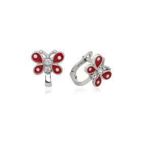 Gumush EA1160165 Gümüş Kırmızı Kelebek Çocuk Küpesi