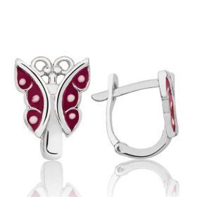 Gumush EA1160165 Gümüş Kırmızı Kelebek Çocuk Küpesi